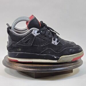 Jordan 4 Retro Black Red Shoes Youth Size 2.5Y Bred OG 308499-089 Jumpman Nike